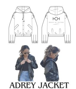 dessin techinque de la veste Adrey photo de la créatrice Tami House ot Hotard