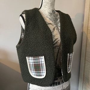 GILET SANS MANCHE REVERSIBLE Kaki / Carreaux